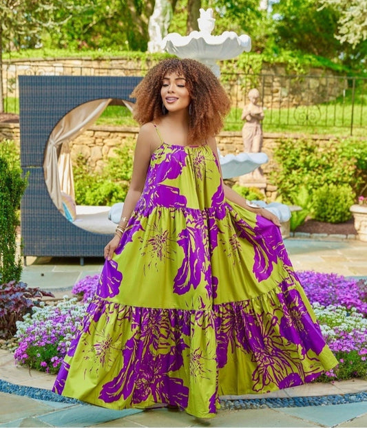 PRINTED MAXI DRESS (Green)