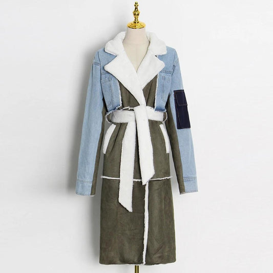 Long Line Denim Coat (Green)