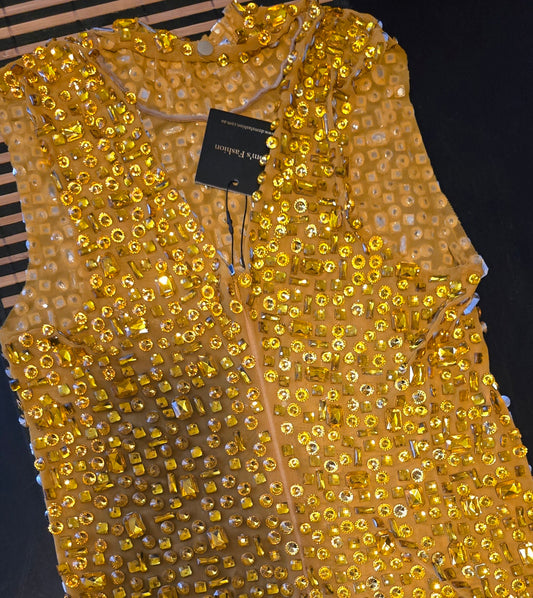 CRYSTAL QUEEN DRESS IN GOLD
