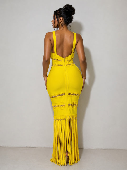 SOLARA TASSEL BANDAGE GOWN