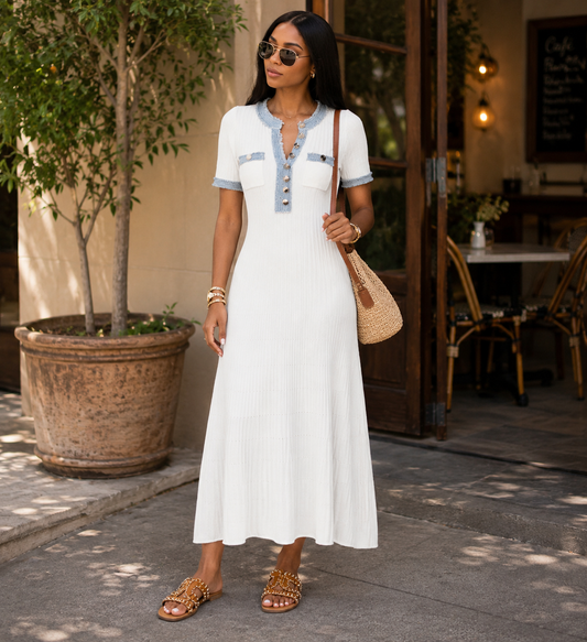 SHENAIE KNITTED DRESS IN WHITE