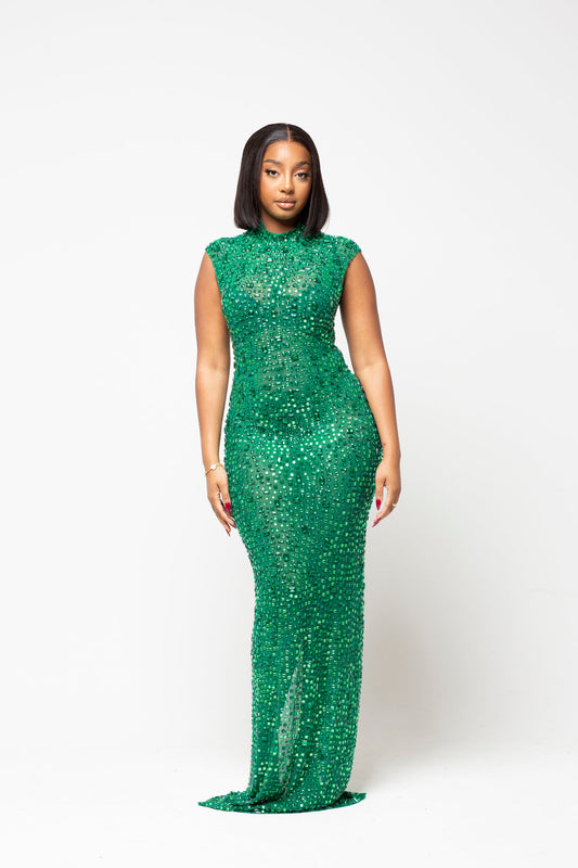 CRYSTAL QUEEN DRESS IN GREEN
