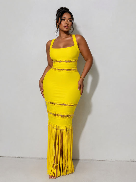 SOLARA TASSEL BANDAGE GOWN