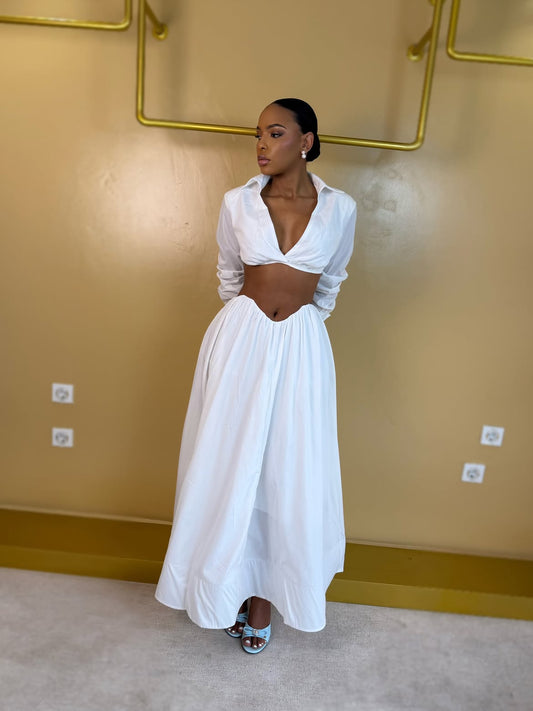 SHENAIE WHITE SKIRT SET