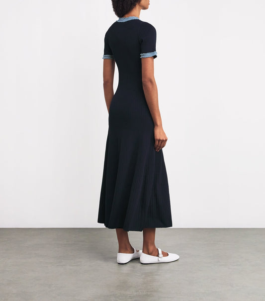 SHENAIE KNITTED DRESS IN BLUE/BLACK