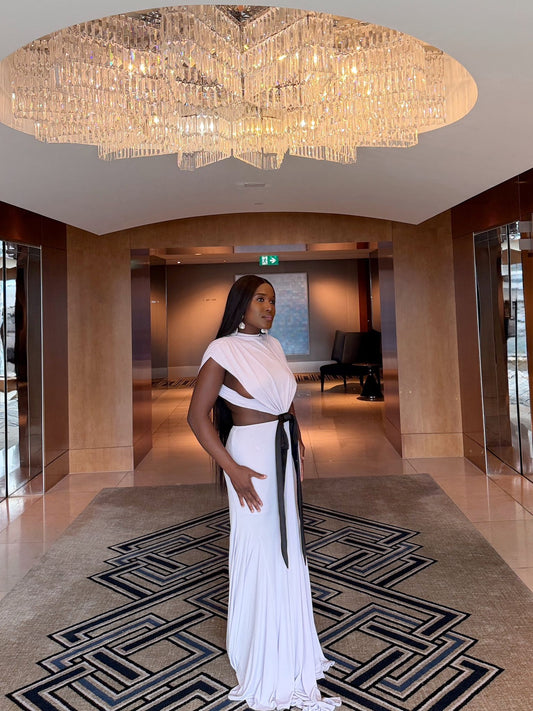 MARIE PURPLE BOWKNOT CUT-OUT MAXI DRESS