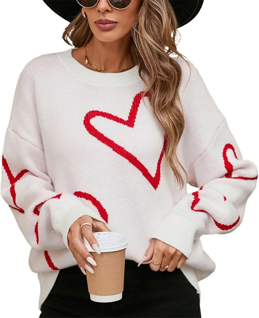 LOVE HEART PATTERN JUMPER (WHITE)