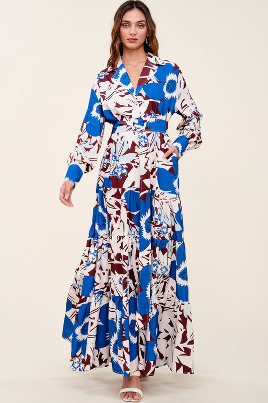 RONIA || PRINTED MAXI DRESS WITH BELT (Multi)