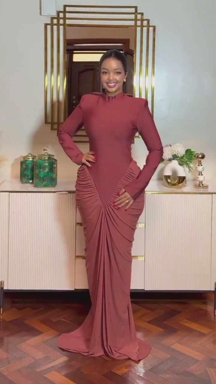 ANNA MAXI DRESS IN BROWN