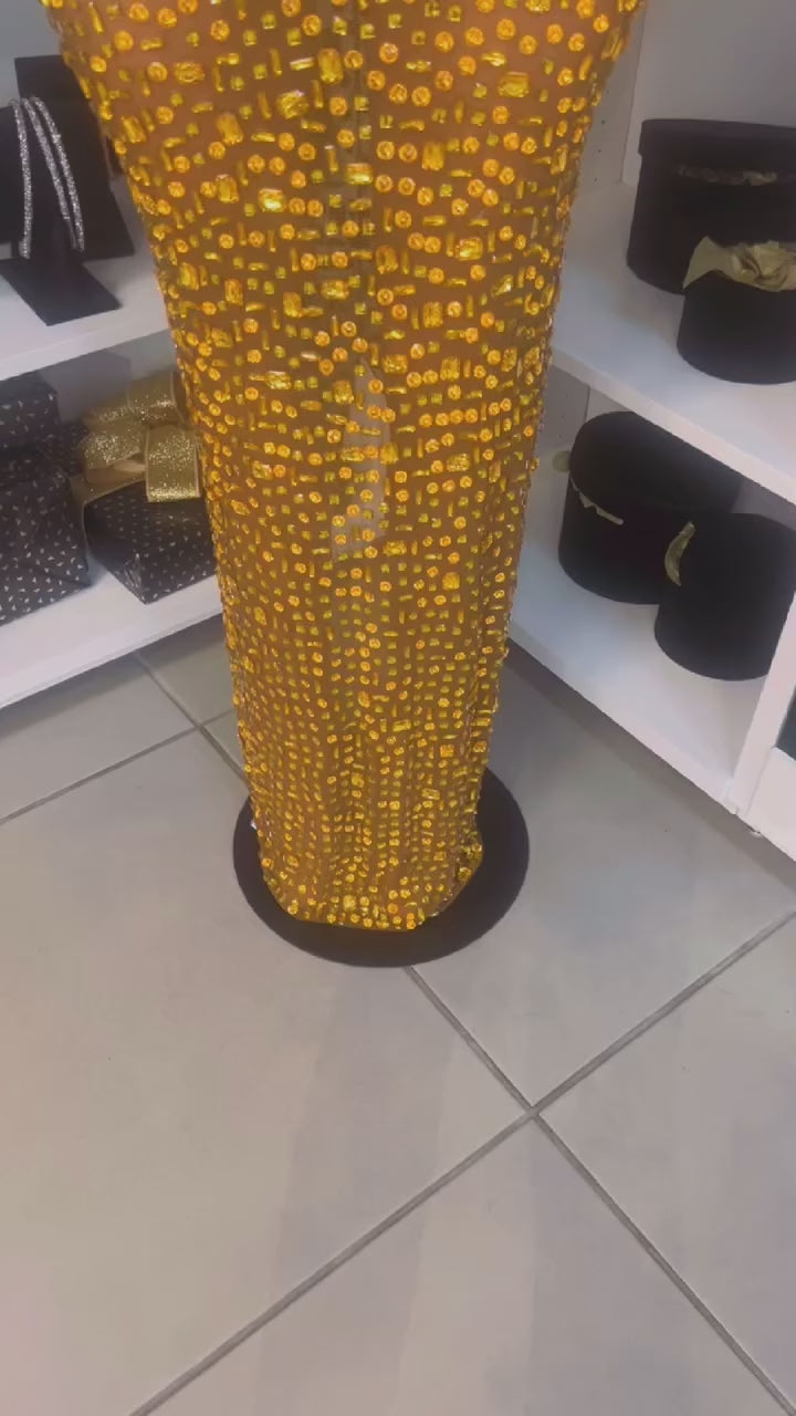 CRYSTAL QUEEN DRESS IN GOLD