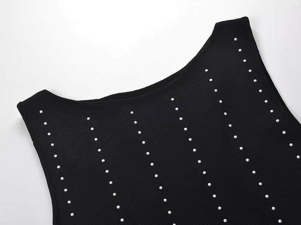 NOIR PEARL FRINGE MAXI DRESS