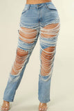 CUTOUT DISRESSED JEANS