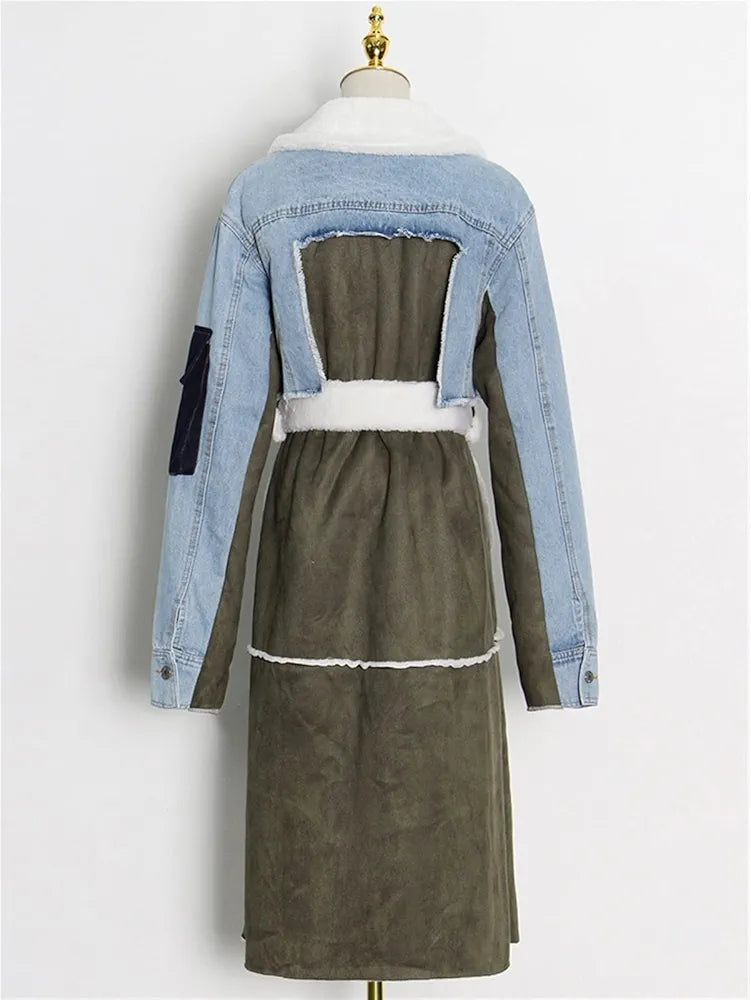 Long Line Denim Coat (Green)