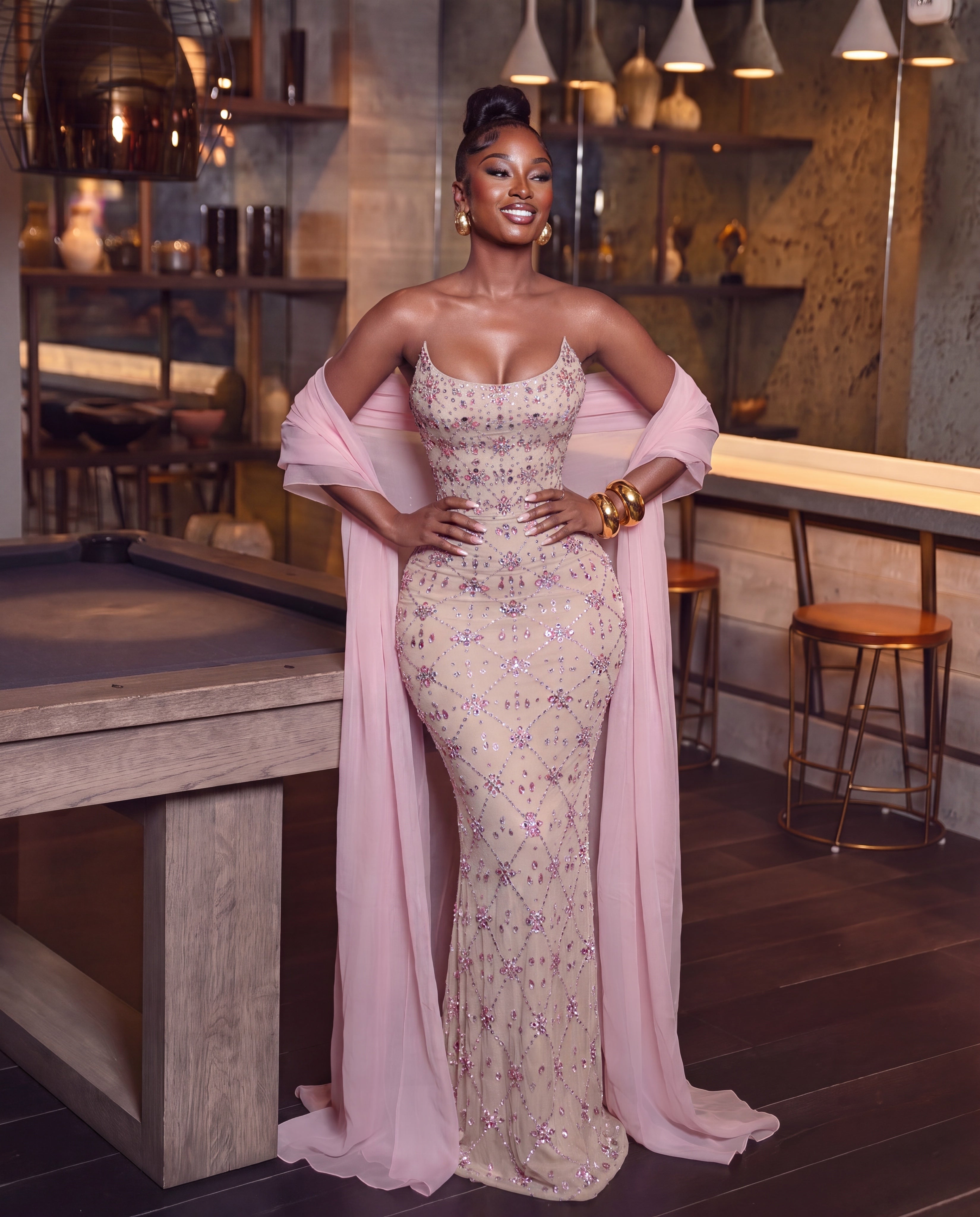 AMORA BLUSH CRYSTAL MAXI GOWN
