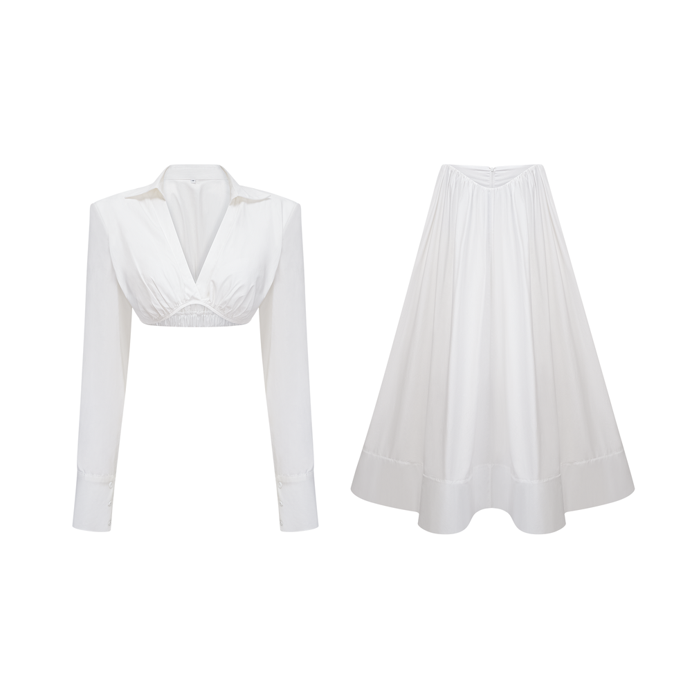 SHENAIE WHITE SKIRT SET