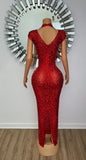 CRYSTAL QUEEN DRESS IN RED