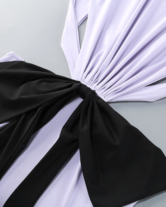 MARIE WHITE BOWKNOT CUT-OUT MAXI DRESS