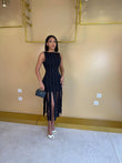 NOIR PEARL FRINGE MAXI DRESS