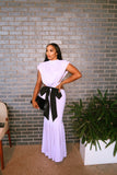 MARIE PURPLE BOWKNOT CUT-OUT MAXI DRESS