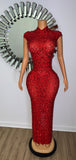 CRYSTAL QUEEN DRESS IN RED