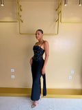 NOIR BLOOM CRYSTAL MAXI DRESS