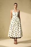 MONROE NOIR POLKA HALTER DRESS