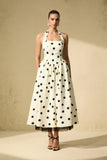 MONROE NOIR POLKA HALTER DRESS