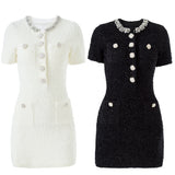 JEWEL TWEED MINI DRESS (WHITE)