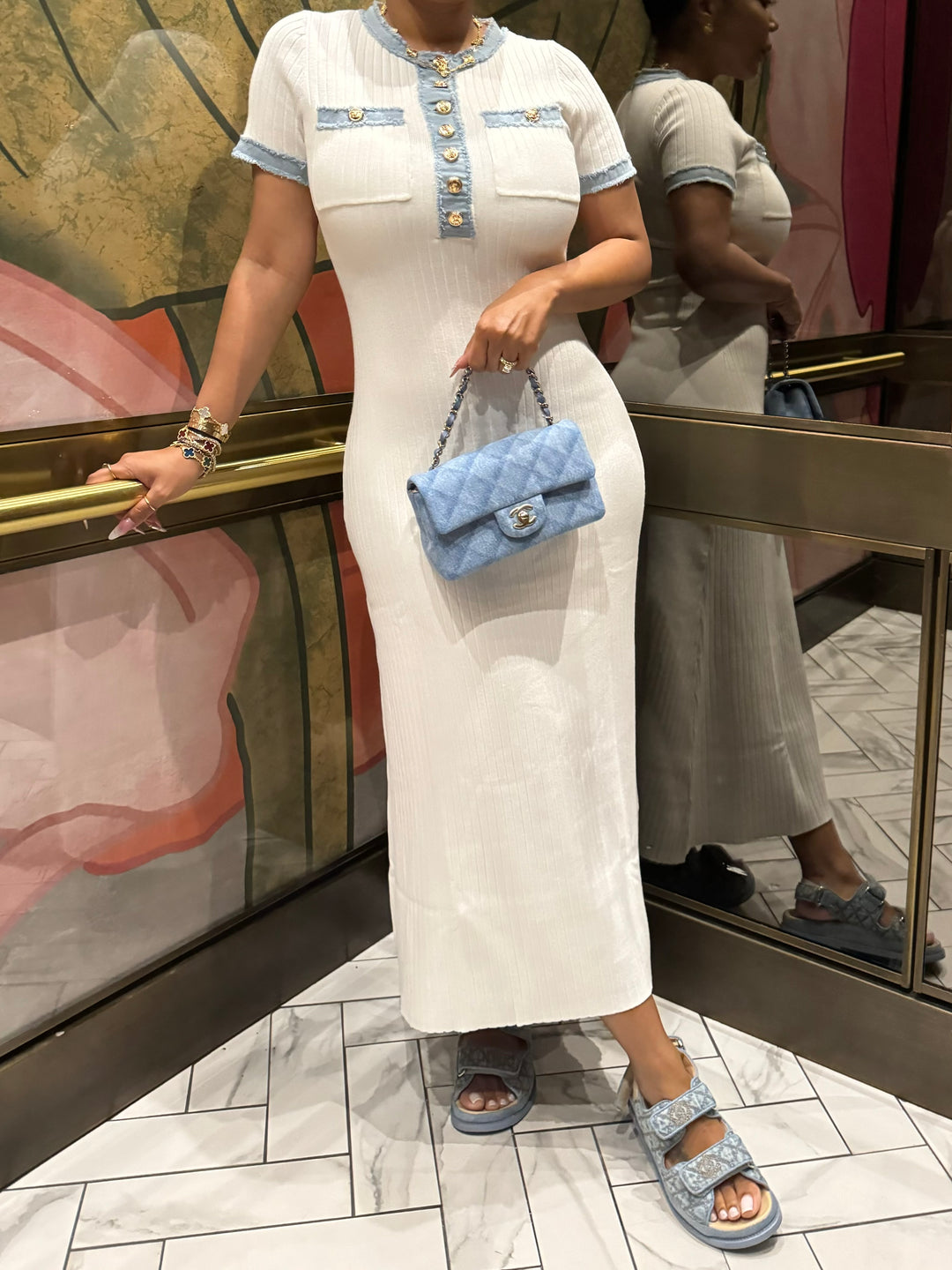 SHENAIE KNITTED DRESS IN WHITE