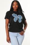 DENIM RIBBON T-SHIRT