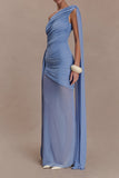 AMARA BLUE DRAPED MAXI DRESS