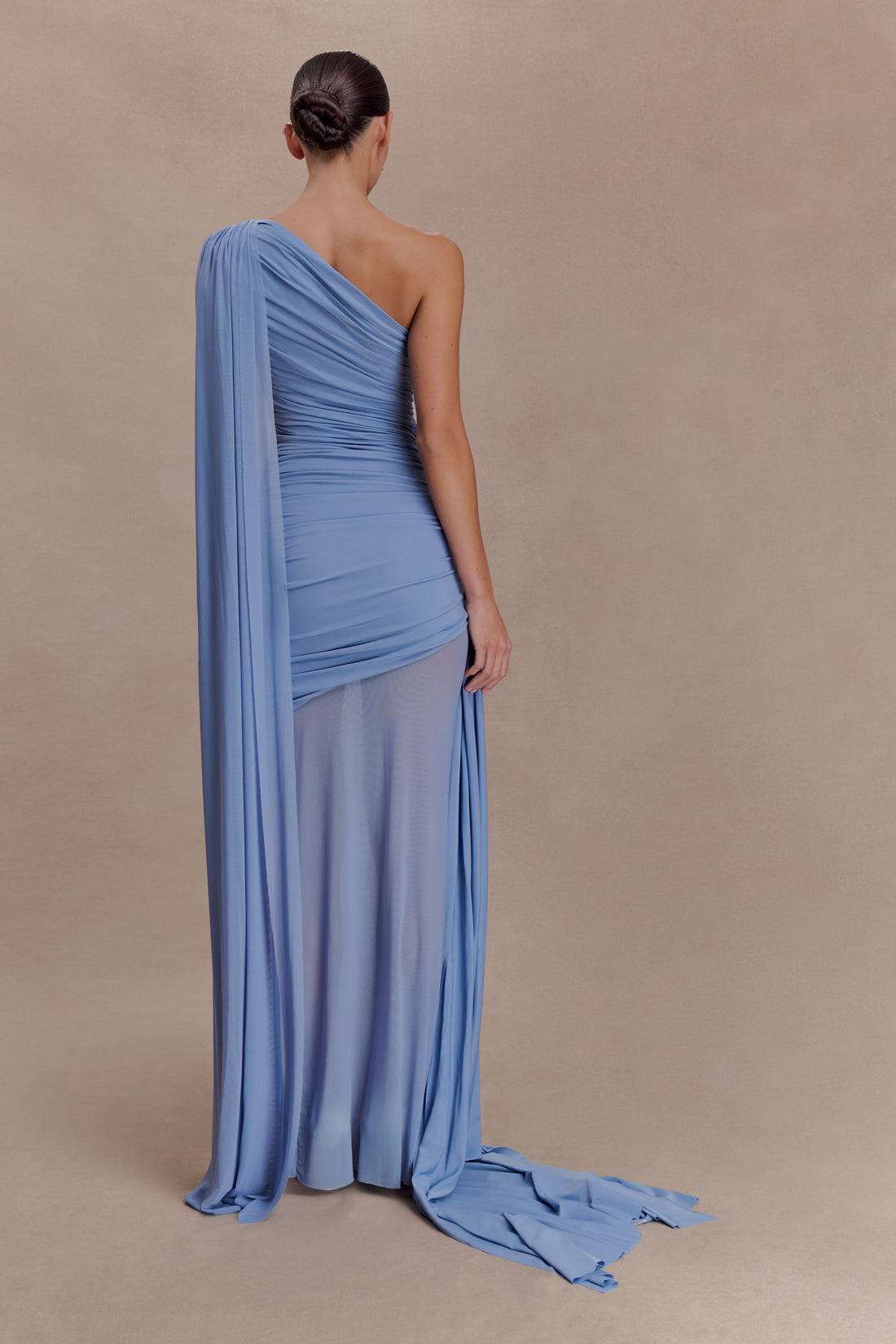 AMARA BLUE DRAPED MAXI DRESS