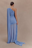 AMARA BLUE DRAPED MAXI DRESS