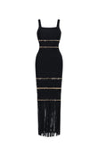 SOLARA TASSEL BANDAGE GOWN IN BLACK