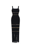 SOLARA TASSEL BANDAGE GOWN IN BLACK