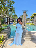 AMARA BLUE DRAPED MAXI DRESS