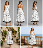 MONROE NOIR POLKA HALTER DRESS