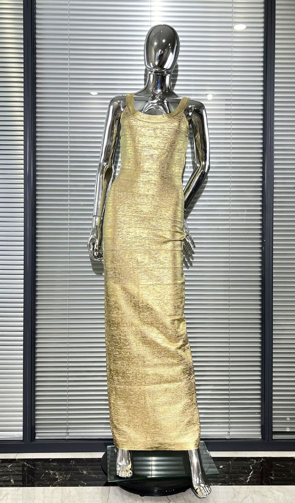 AURELIA GOLD BANDAGE MAXI DRESS