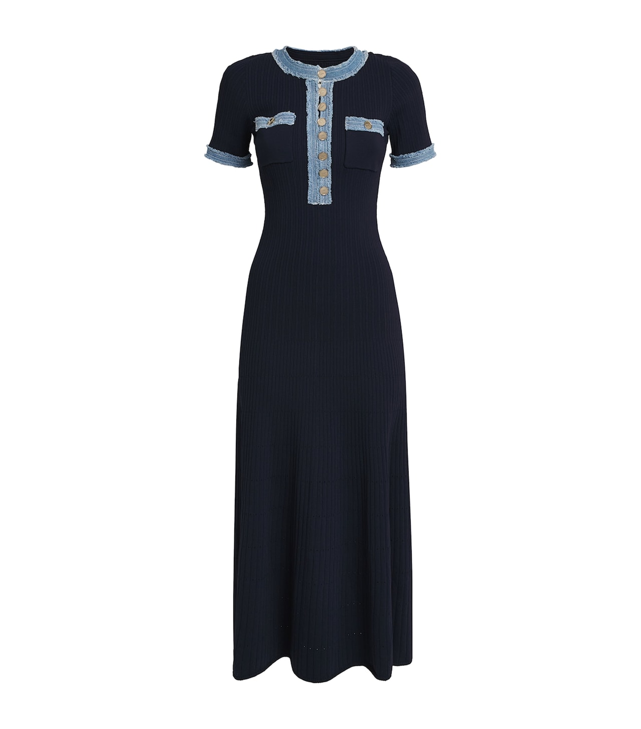 SHENAIE KNITTED DRESS IN BLUE/BLACK