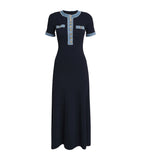 SHENAIE KNITTED DRESS IN BLUE/BLACK