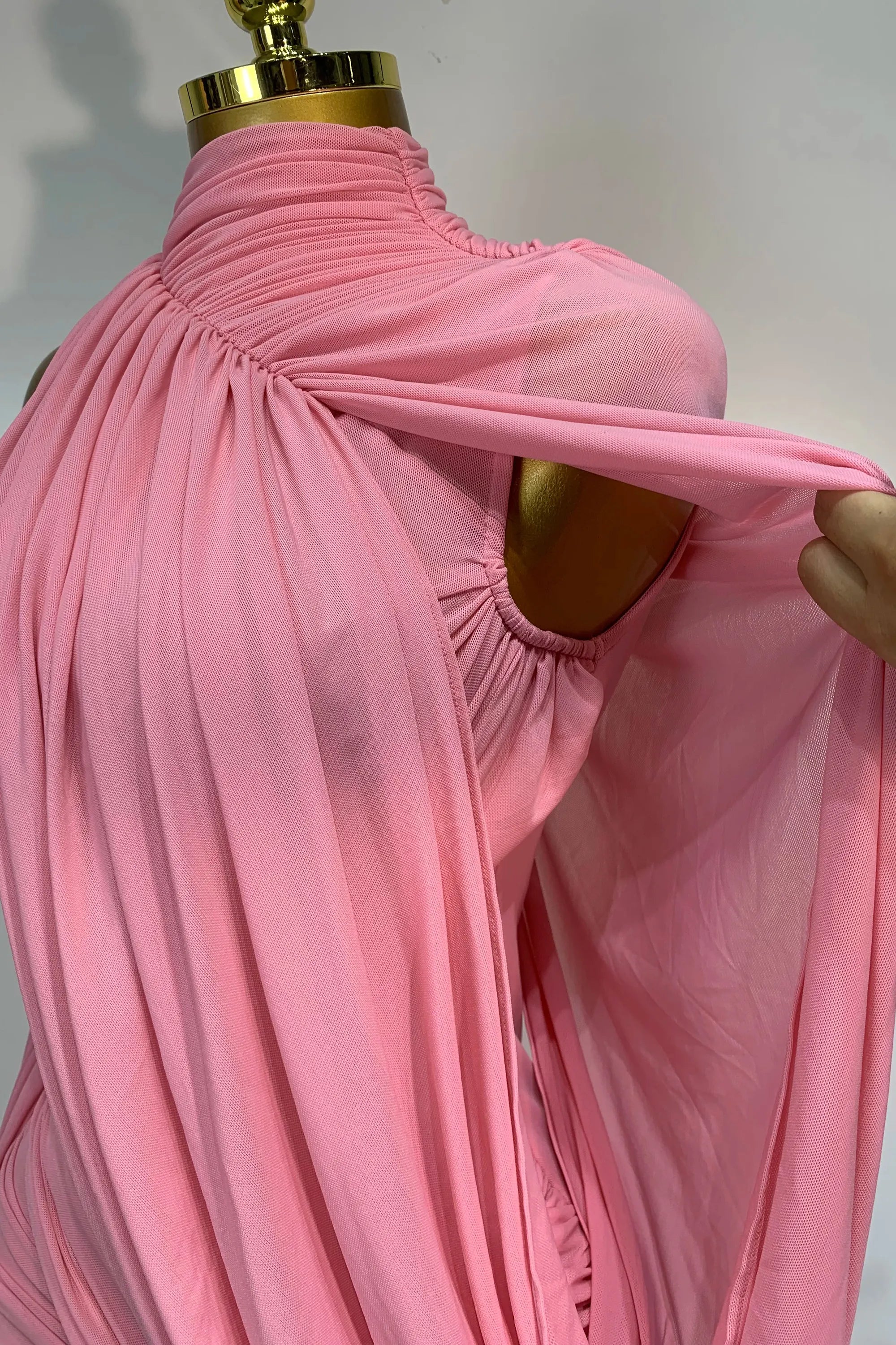 BLAIRE BLUSH DRAPE MINI DRESS (PINK)