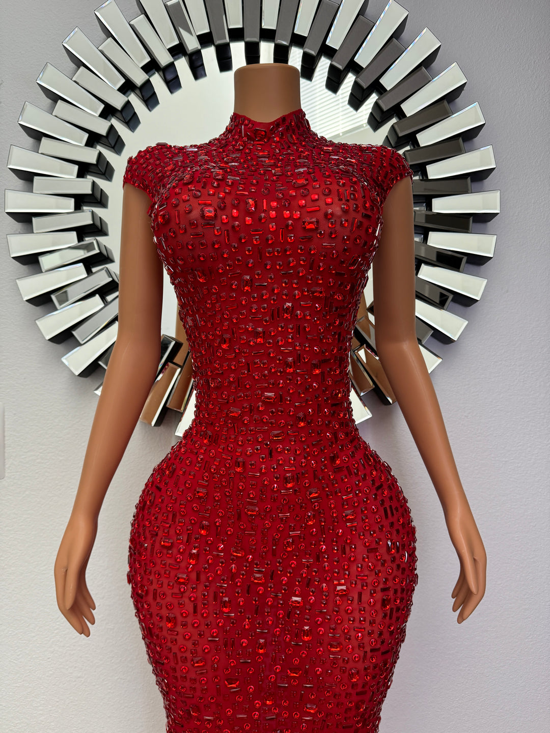 CRYSTAL QUEEN DRESS IN RED
