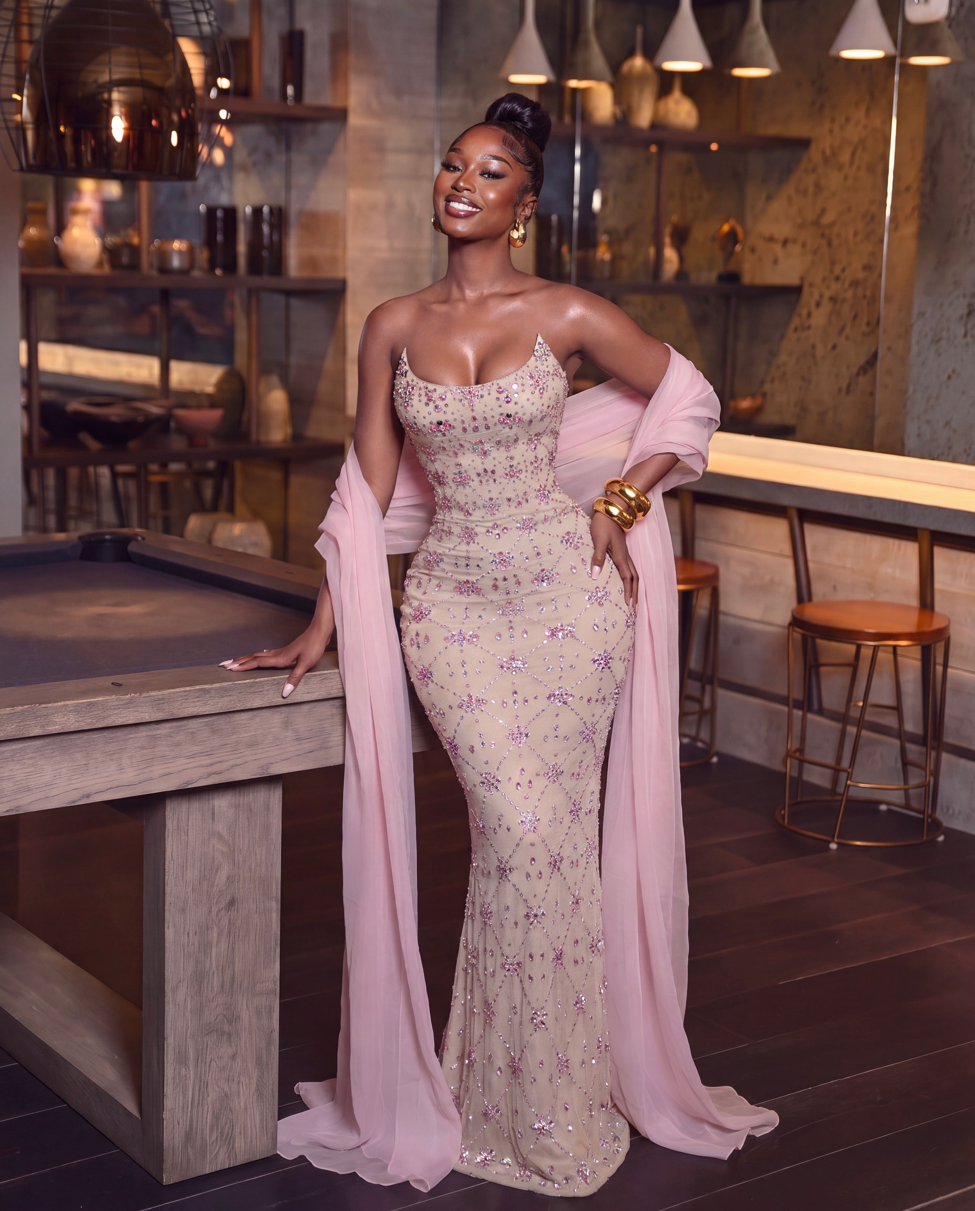 AMORA BLUSH CRYSTAL MAXI GOWN