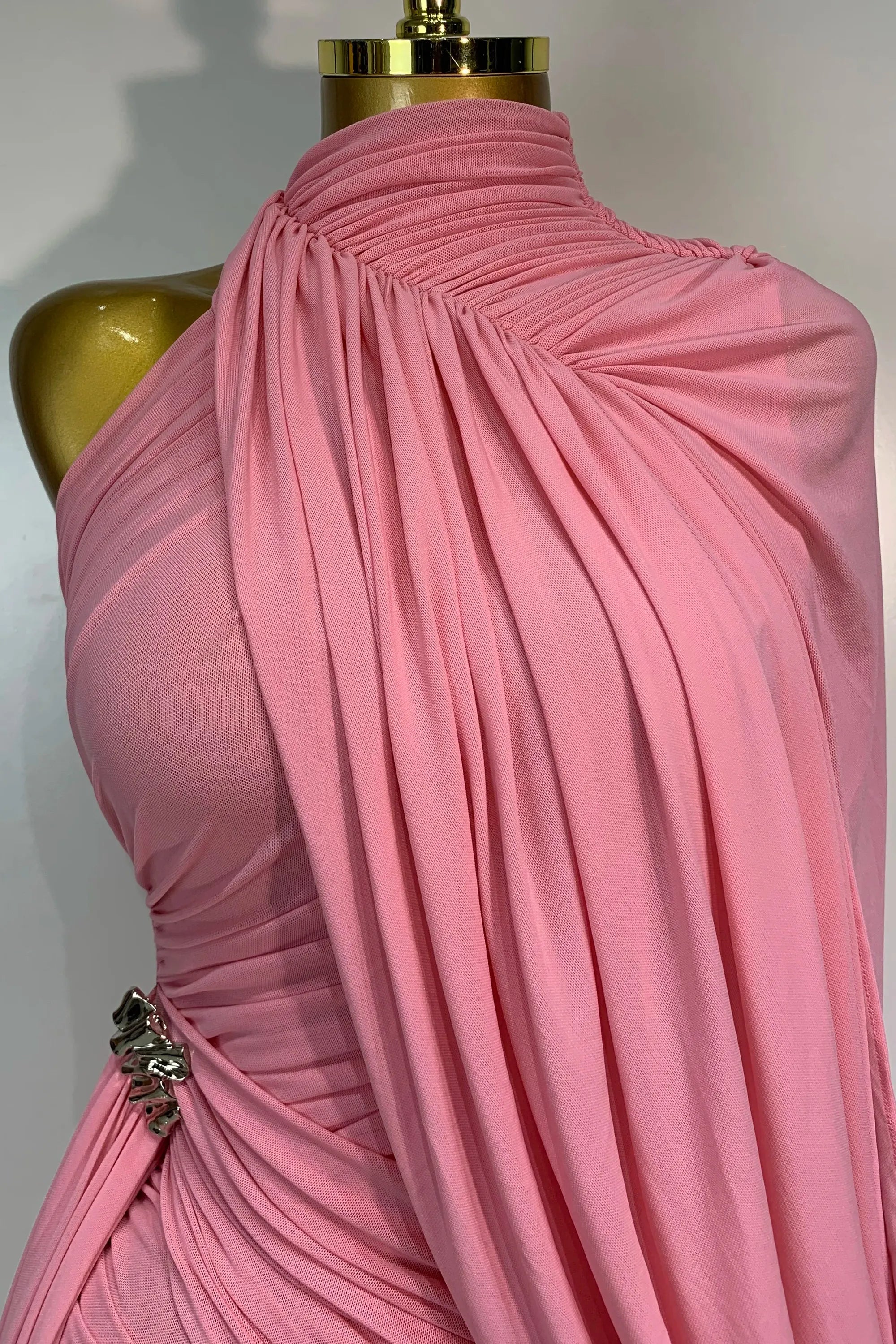 BLAIRE BLUSH DRAPE MINI DRESS (PINK)
