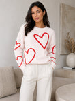 LOVE HEART PATTERN JUMPER (WHITE)