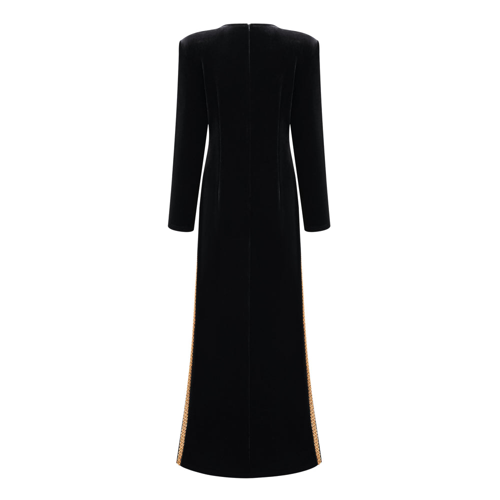 KEKE EMBELLISHED VELVET MAXI DRESS