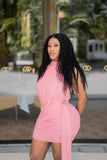 BLAIRE BLUSH DRAPE MINI DRESS (PINK)
