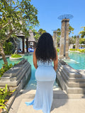 AMARA BLUE DRAPED MAXI DRESS