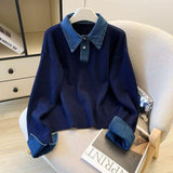 HARPER DENIM COLLAR KNIT SWEATER (Neutral)