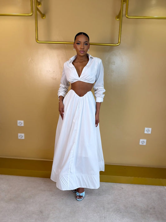 SHENAIE WHITE SKIRT SET